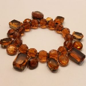 Vintage Sparking Amber Bead Charm Bracelet